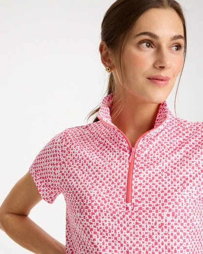 Chico's Zenergy® UPF Geo Half Zip Polo Calypso Coral
