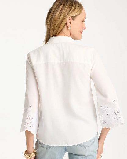 Chico's Tencel™ Denim Eyelet Shirt Alabaster