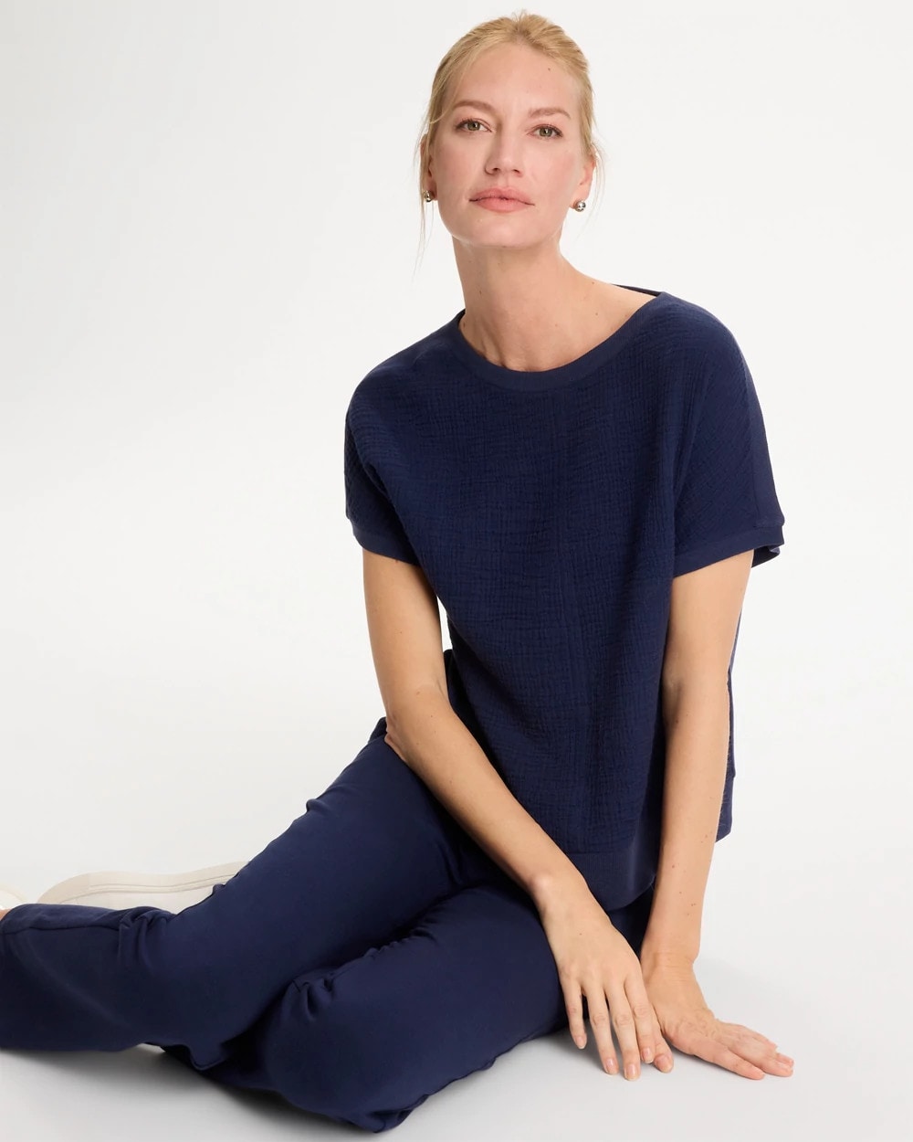 Chico's Zenergy® Gauze French Terry Mix Tee Passport Blue