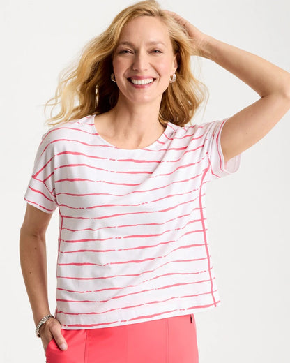 Chico's Zenergy® UPF Striped Dolman Tee Calypso Coral