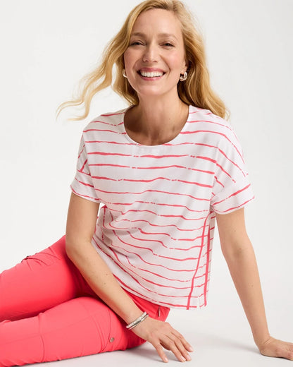 Chico's Zenergy® UPF Striped Dolman Tee Calypso Coral
