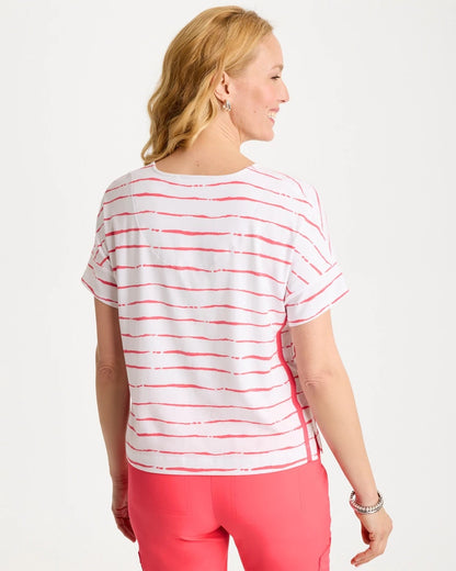Chico's Zenergy® UPF Striped Dolman Tee Calypso Coral