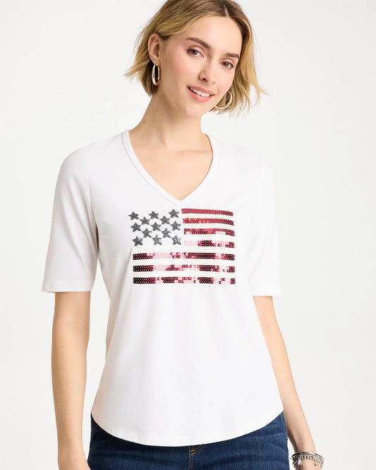 Chico's Americana Tee Alabaster