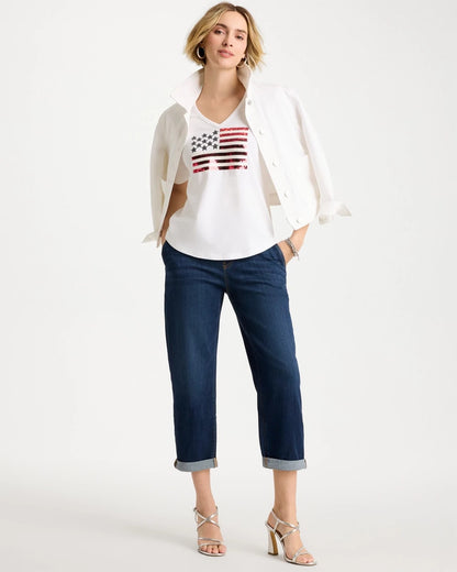 Chico's Americana Tee Alabaster
