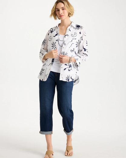 Chico's No Iron™ Linen Beach Shirt Passport Blue