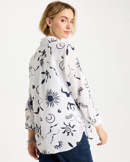 Chico's No Iron™ Linen Beach Shirt Passport Blue