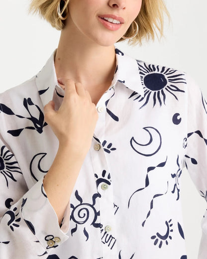 Chico's No Iron™ Linen Beach Shirt Passport Blue