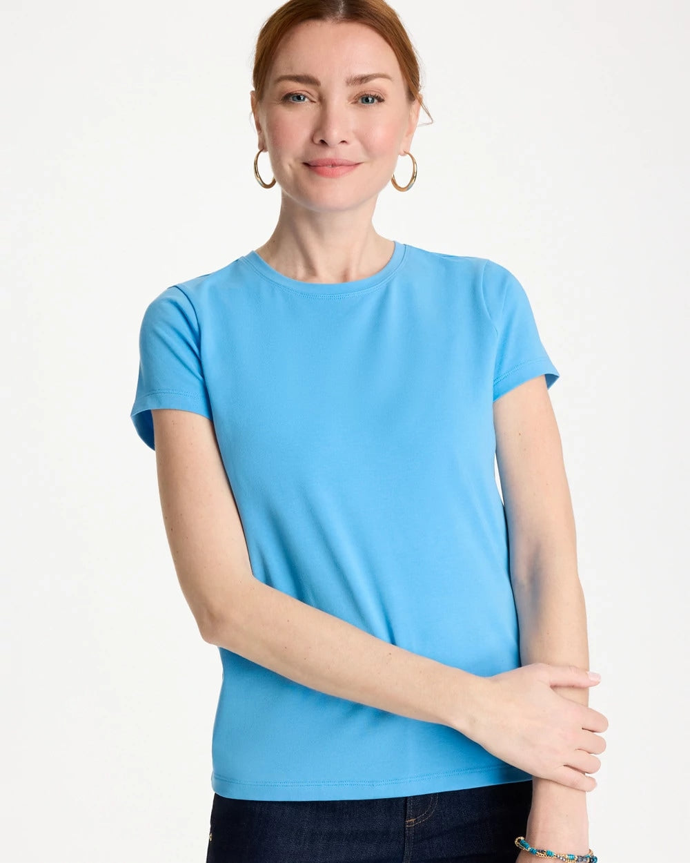 Chico's Perfect Crewneck Tee Blue Tide