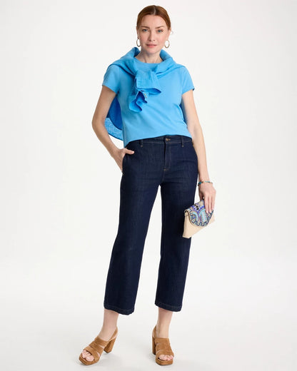 Chico's Perfect Crewneck Tee Blue Tide