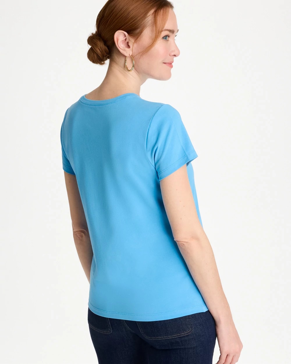 Chico's Perfect Crewneck Tee Blue Tide