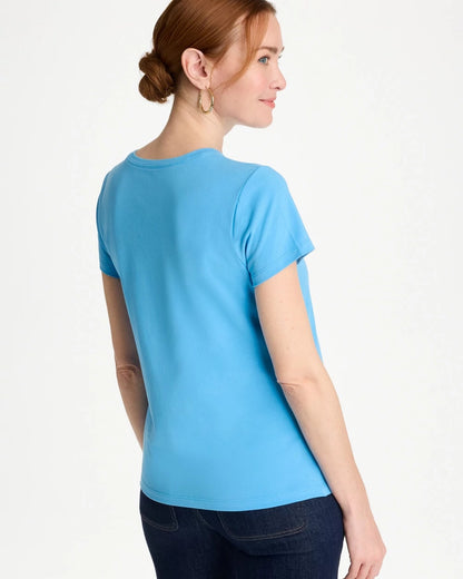 Chico's Perfect Crewneck Tee Blue Tide