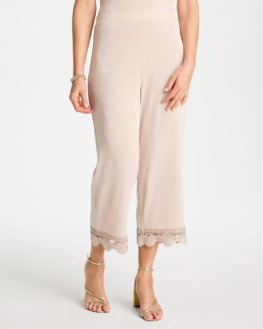Chico's Travelers™ Lace Trim Cropped Pants Smokey Taupe
