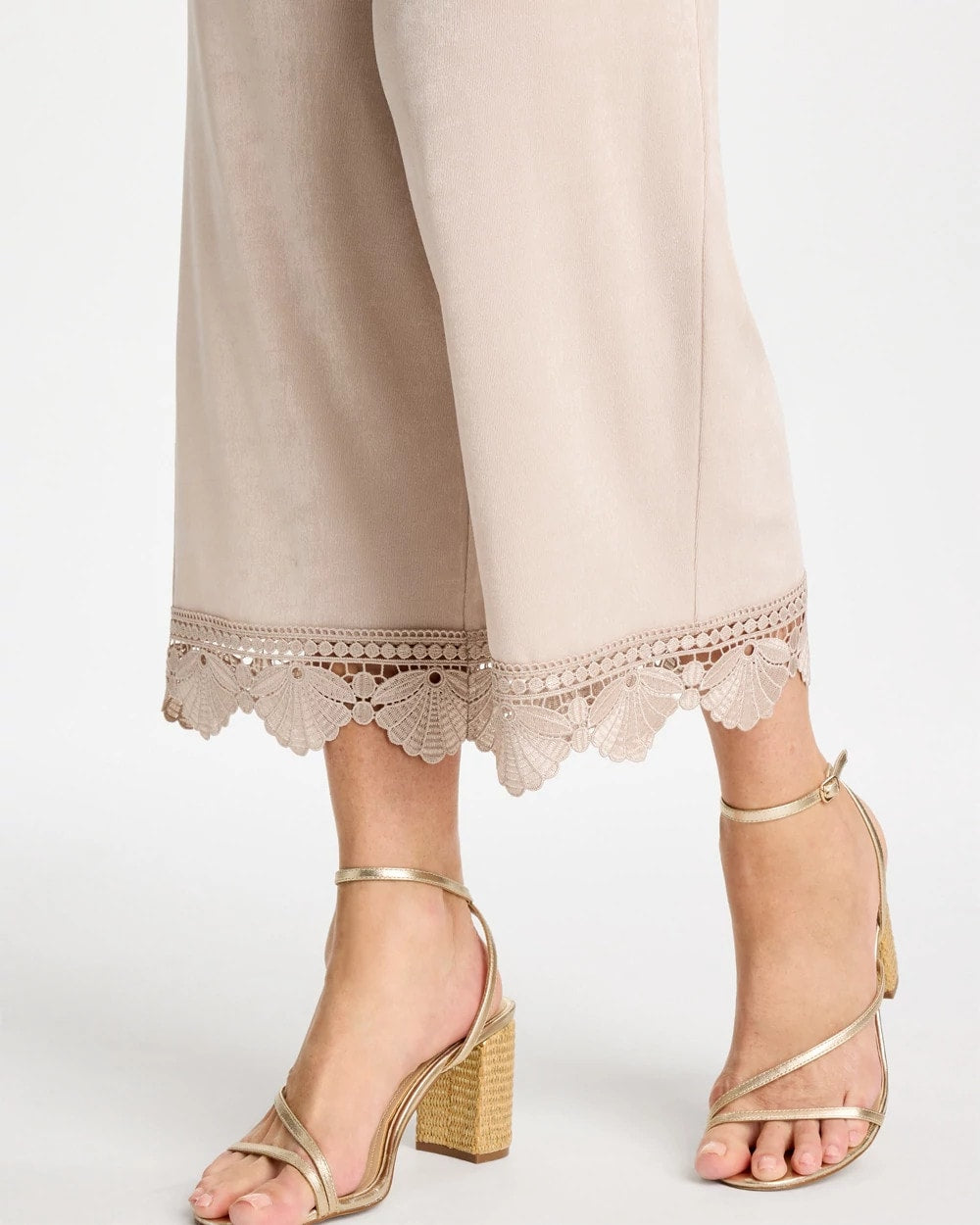 Chico's Travelers™ Lace Trim Cropped Pants Smokey Taupe