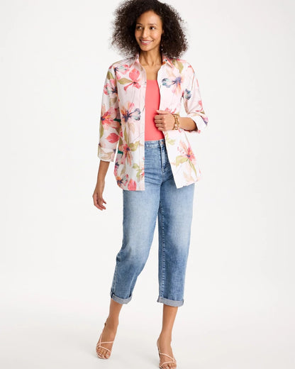 Chico's No Iron™ Stretch Croix Collage Shirt Calypso Coral