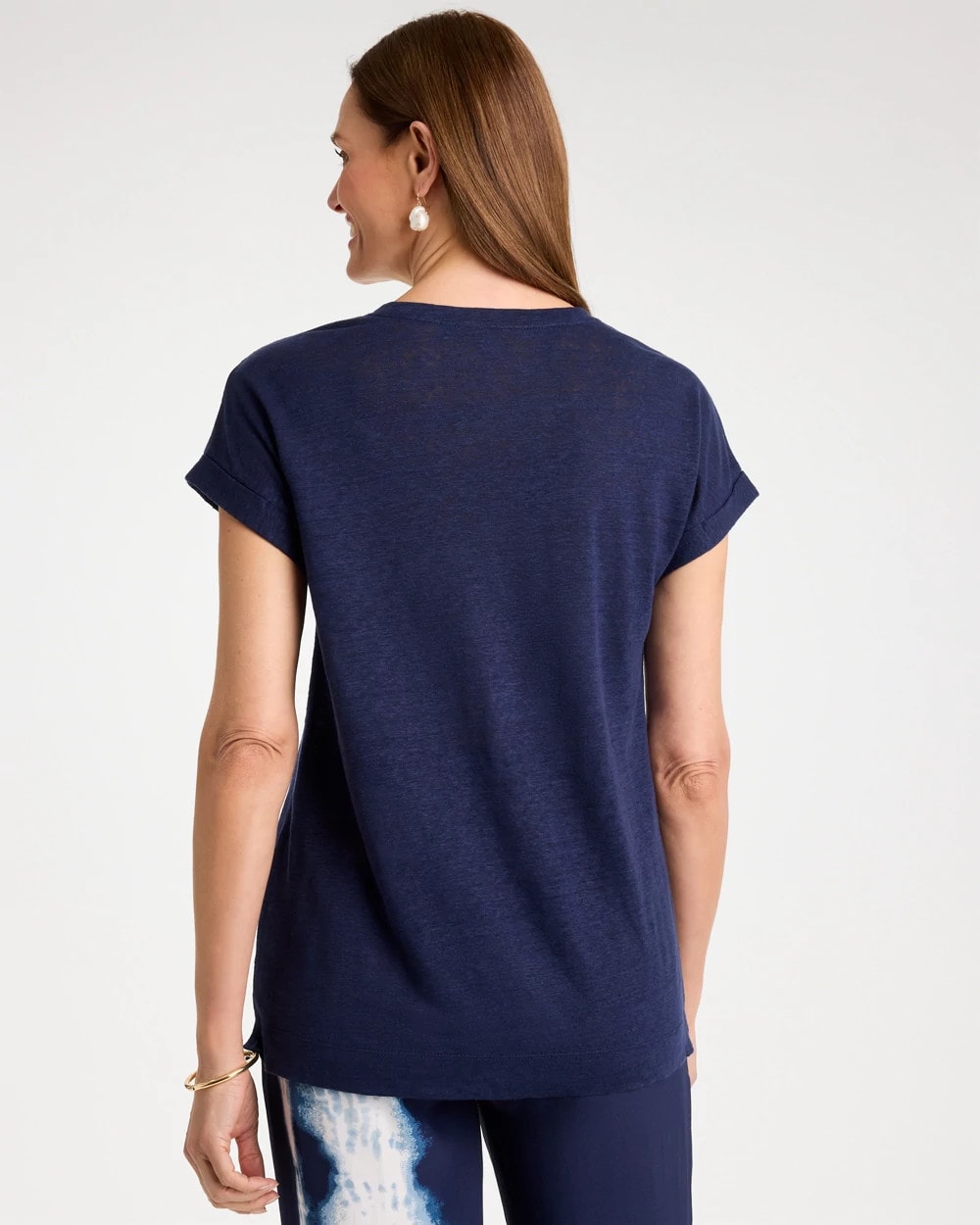 Chico's Linen Button Tunic Passport Blue
