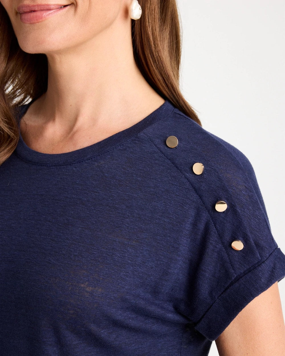Chico's Linen Button Tunic Passport Blue