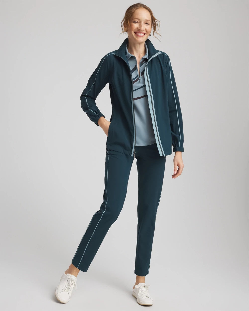 Chico's Zenergy® UPF Contrast Jacket Teal Shadow