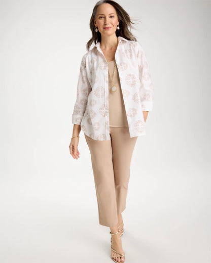 Chico's No Iron™ Stretch Stamped Shirt Optic White