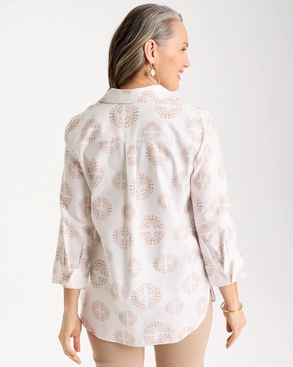 Chico's No Iron™ Stretch Stamped Shirt Optic White