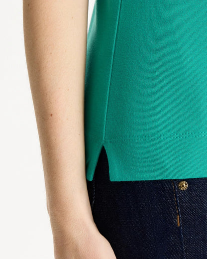 Chico's Pima Elbow Sleeve Tee Topanga Green