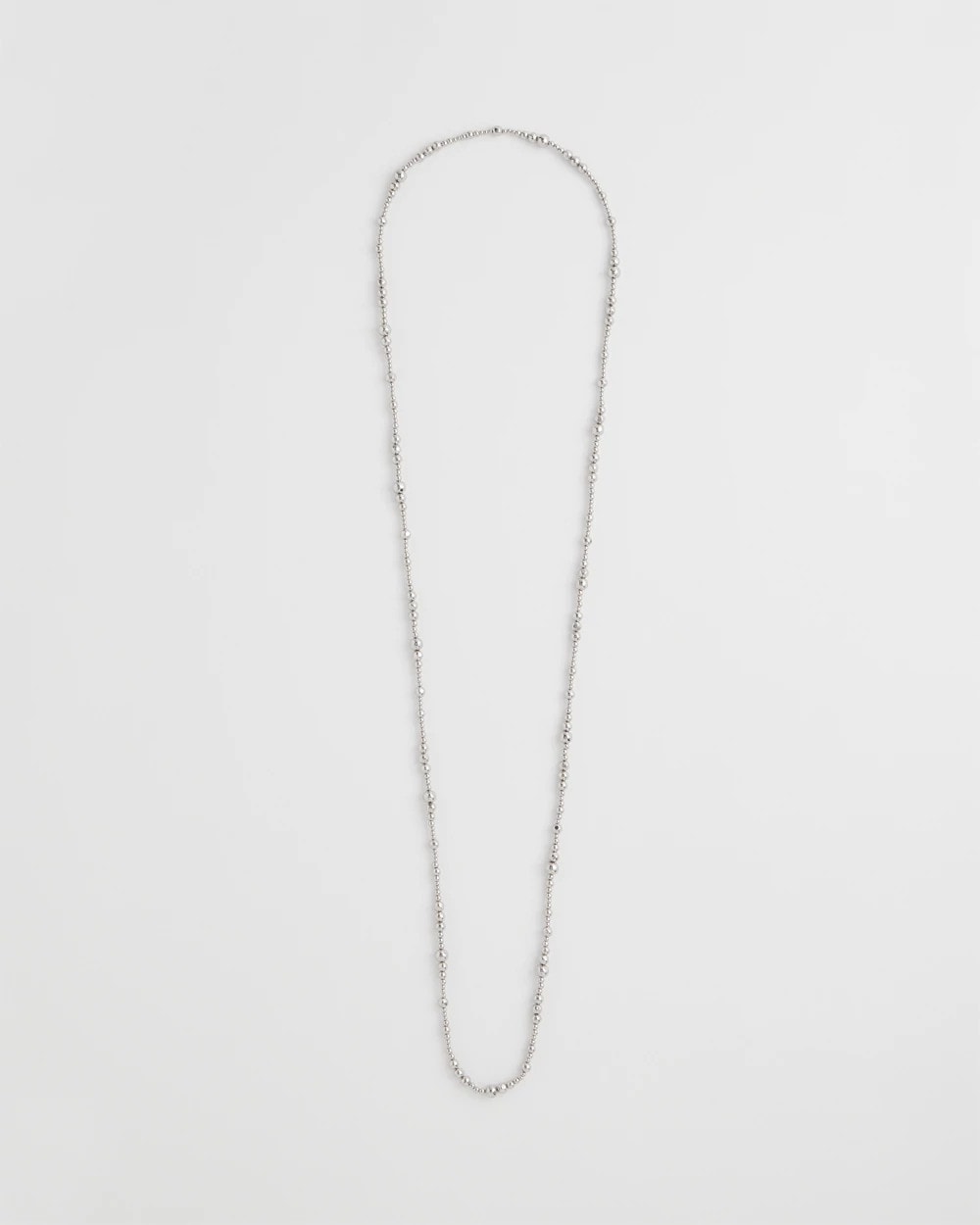 Chico's Silvertone Long Beaded Necklace Silver