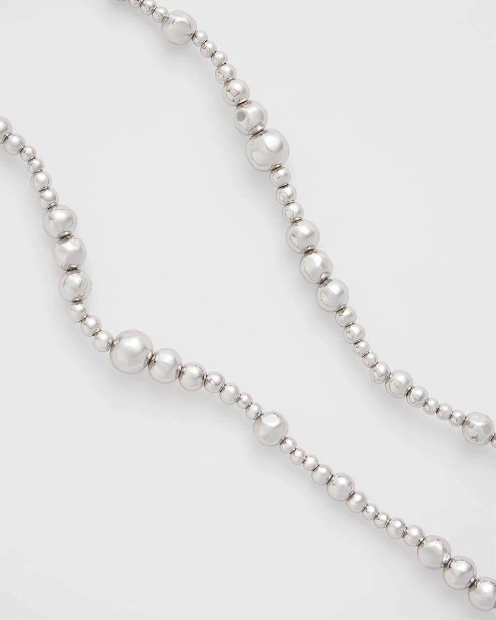 Chico's Silvertone Long Beaded Necklace Silver