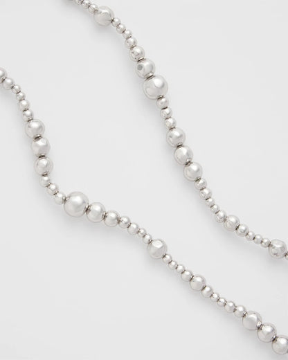 Chico's Silvertone Long Beaded Necklace Silver