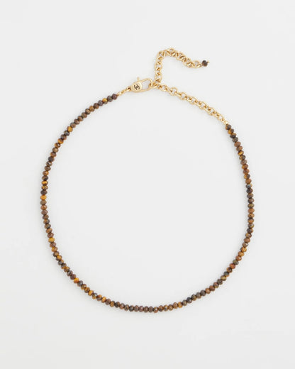 Chico's Genuine Tiger's Eye Stone Necklace Neutral