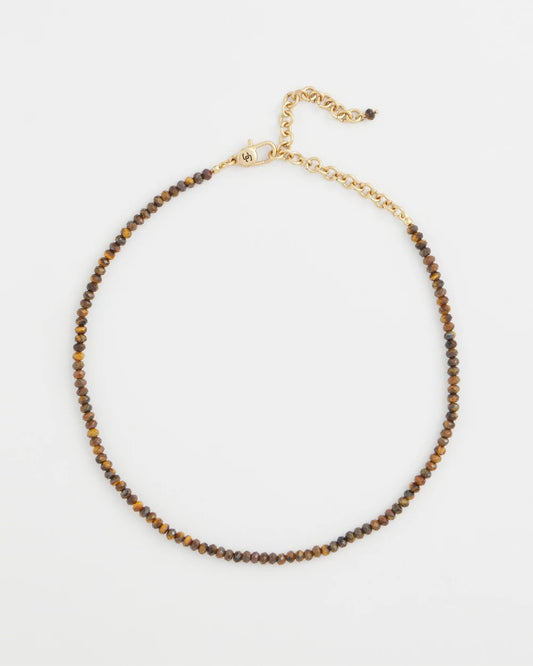 Chico's Genuine Tiger's Eye Stone Necklace Neutral