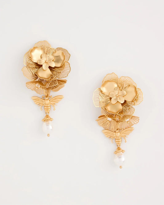Chico's Filigree Flower Earrings Gold