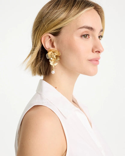 Chico's Filigree Flower Earrings Gold