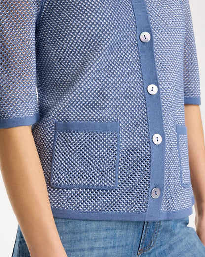 Chico's Mesh Lady Jacket Cardigan Blue Haven