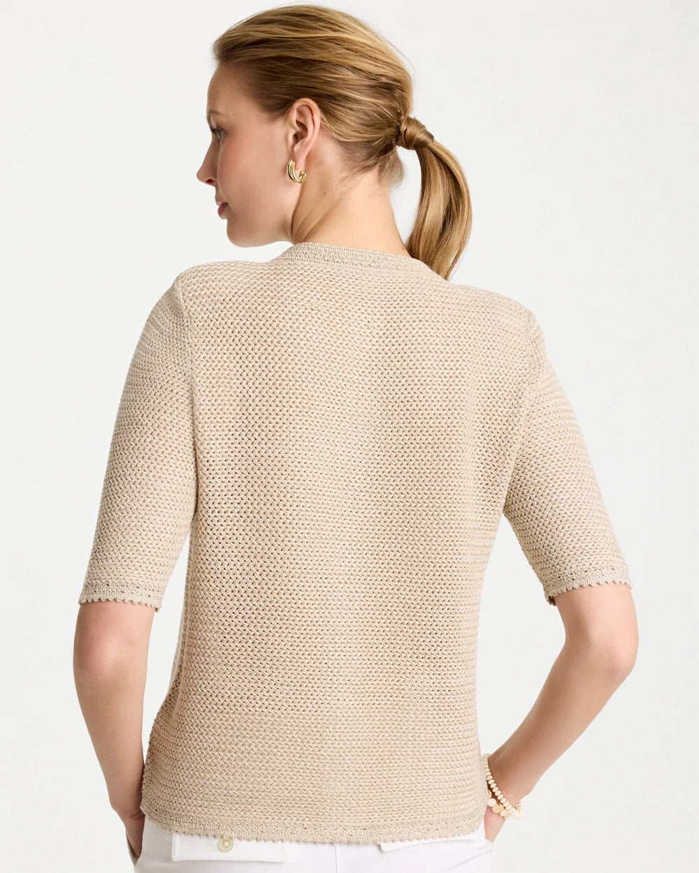 Chico's Metallic Lady Jacket Cardigan Gold