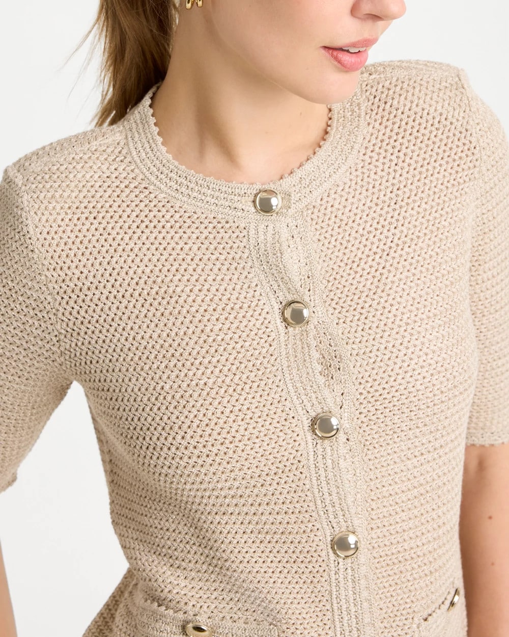 Chico's Metallic Lady Jacket Cardigan Gold