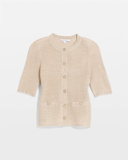 Chico's Metallic Lady Jacket Cardigan Gold