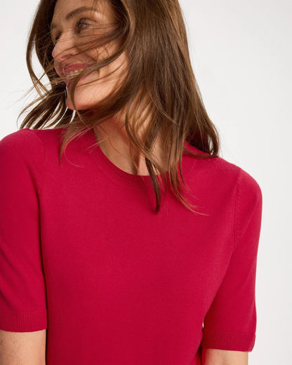 Chico's Ella Short-Sleeve Sweater Cherry Lush