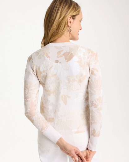 Chico's Burnout Button-Front Cardigan Alabaster