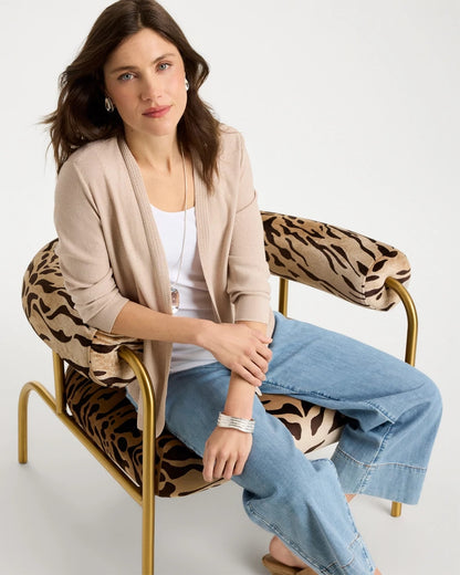 Chico's Sequined Summer Romance Cardigan Smokey Taupe