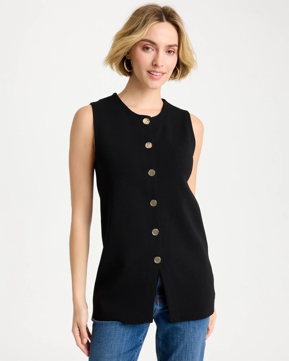 Chico's Refined Crewneck Sweater Vest Black