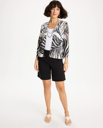 Chico's Vacay Leaf Summer Romance Cardigan Black