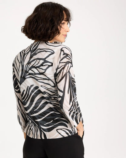 Chico's Vacay Leaf Summer Romance Cardigan Black