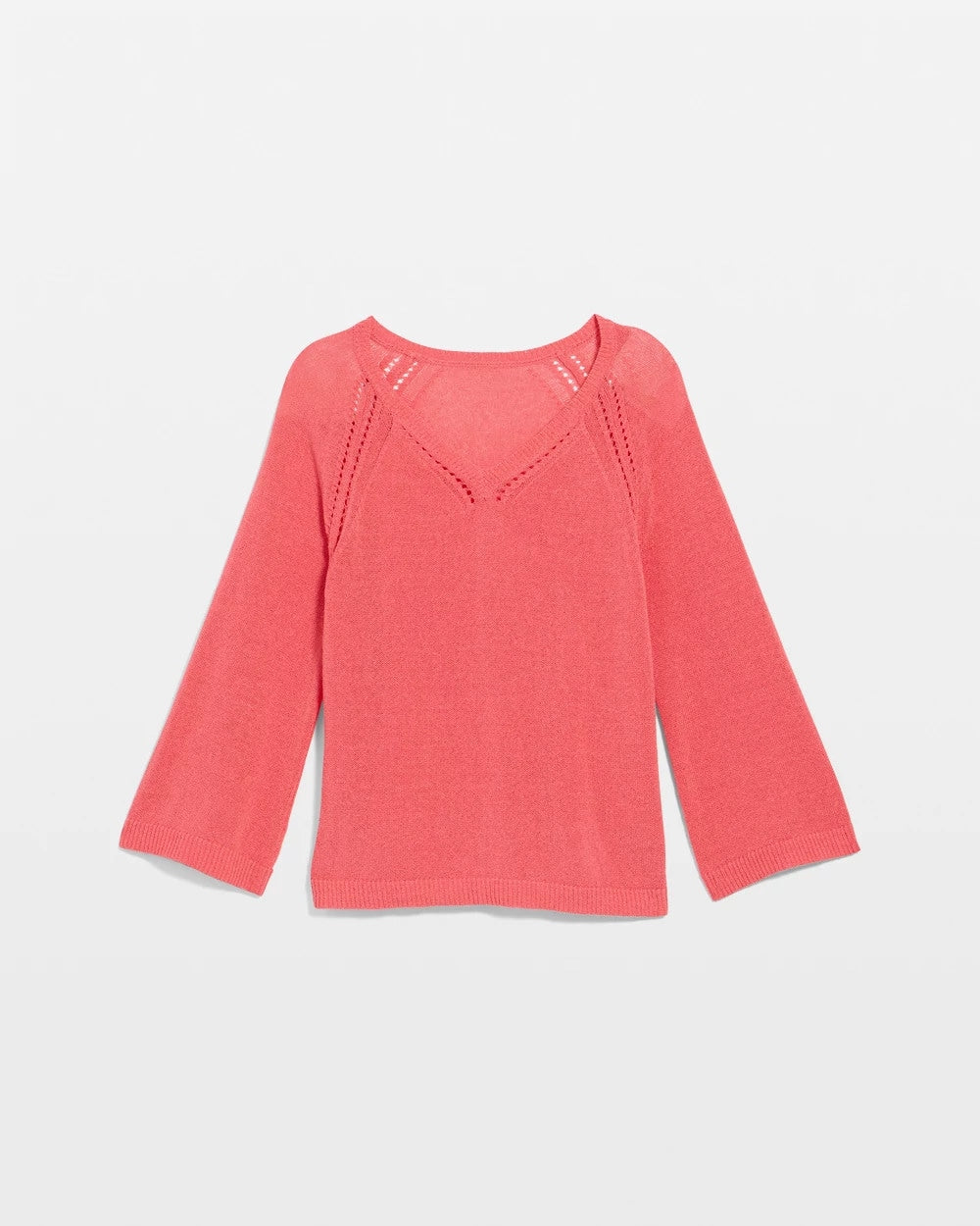 Chico's Cotton-Blend Pullover Sweater Calypso Coral