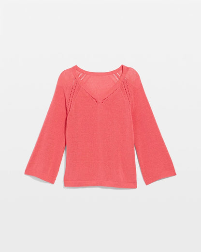 Chico's Cotton-Blend Pullover Sweater Calypso Coral