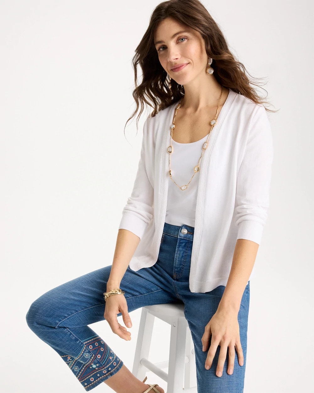 Chico's Summer Romance Cardigan Alabaster
