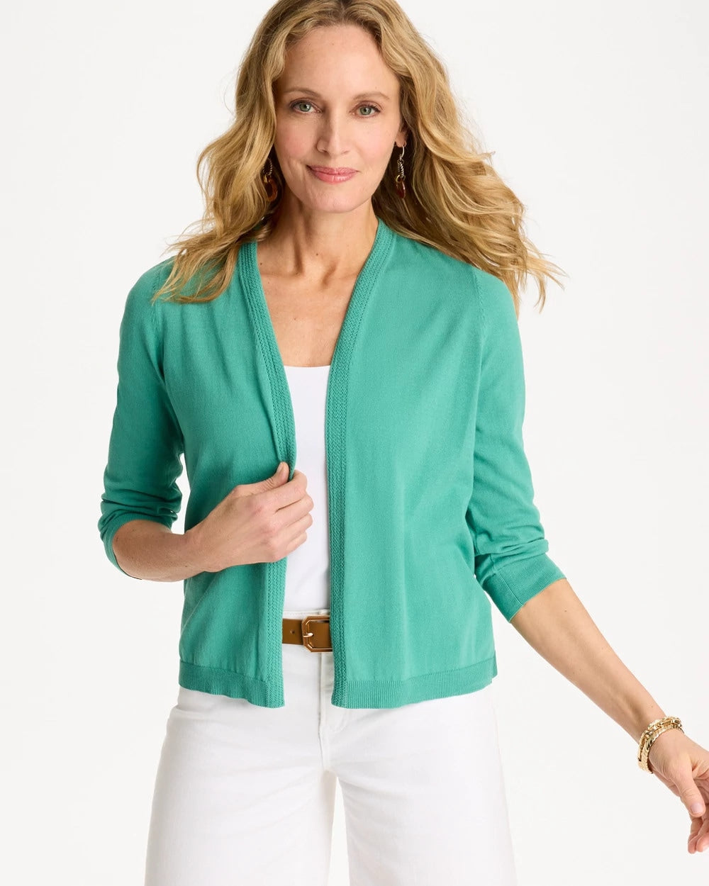 Chico's Summer Romance Cardigan Green Clover