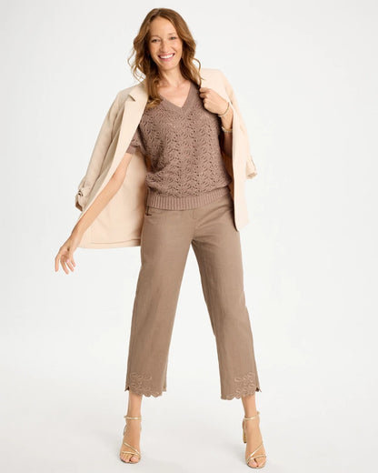 Chico's Sequin Pointelle Pullover Topaz Smoke