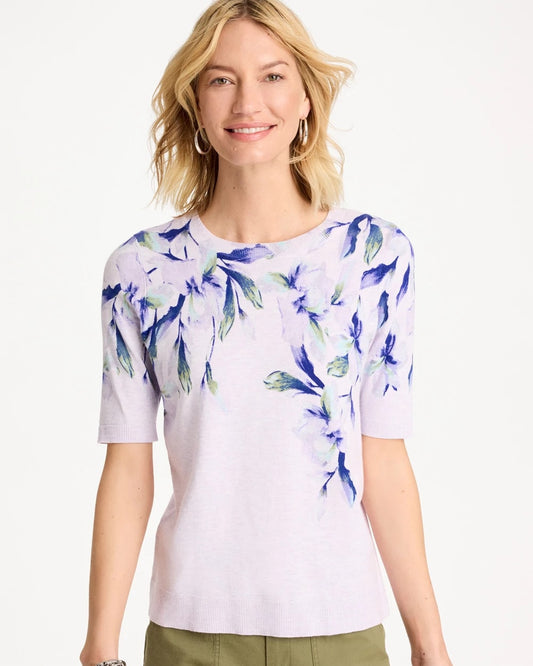 Chico's Ella Short-Sleeve Orchid Sweater Orchid Mist