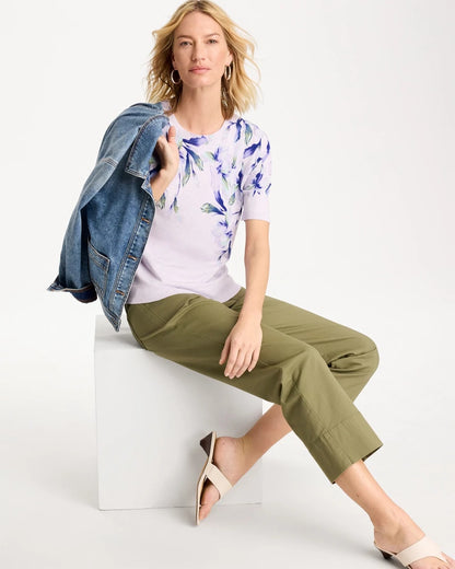 Chico's Ella Short-Sleeve Orchid Sweater Orchid Mist