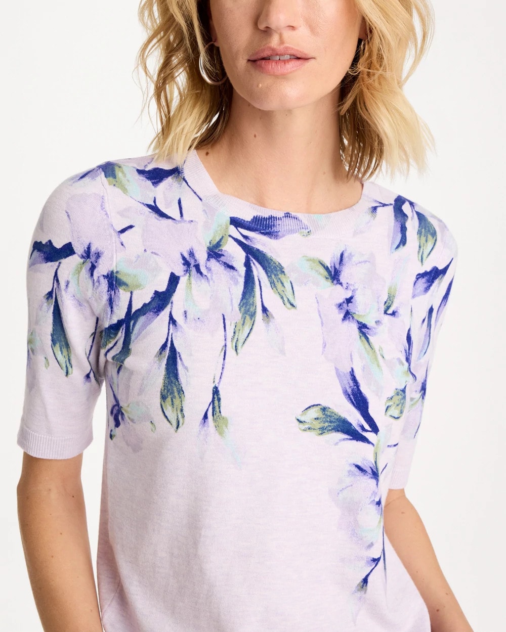 Chico's Ella Short-Sleeve Orchid Sweater Orchid Mist