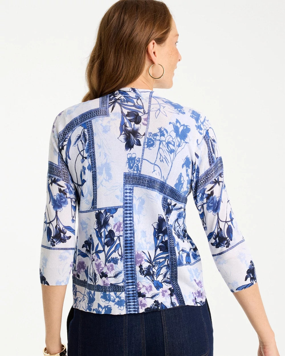 Chico's Summer Romance Botanical Cardigan Alabaster